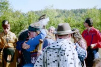 “Red” Kiiry and Friends of Port Royal Historian Gina embrace at conclusion of Commemorative Walk