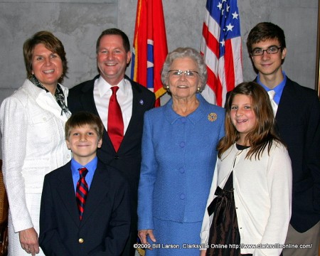 Senator Tim Barnes with family in the Senate Lounge