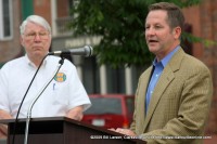 State Senator Tim Barnes addresses the crowd