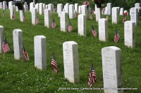 Flags adorn headstones at Fort Donelson National Cemetery