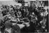 Free miners waiting at Thistle Switch near Fraterville for the arrival of Governor Buchanan on July 16, 1891