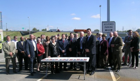 Officials from TDOT, Department of Safety, Governor's Highway Safety Office, Department of Health, Federal Highway Administration, Federal Motor Carrier Safety Administration, AARP, AAA Auto Club South, Walk/Bike Nashville and several other key safety partners pause after signing the new Strategic Highway Safety Plan.