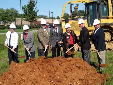 Stewart Ramsey, President/CEO and several members of the Board of Directors of Fort Campbell Federal Credit Union break ground on the newest branch for the Credit Union.