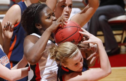 Senior Nicole Jamen recorded her season's fifth double-double in the Lady Govs victory against UT Martin, Thursday night. (Robert Smith/The Leaf-Chronicle)