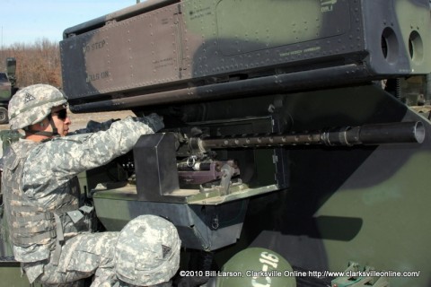 Soldiers of the 2-44th “Strike Fear” Air Defense Artillery Battalion ready their weapon for firing