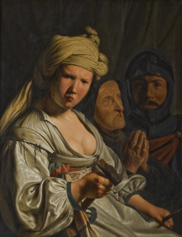 Solomon De Bray, (1597 Amsterdam-Haarlem 1664) "Jael, Deborah, and Barak / Jael, Deborah, y Barak," ca. 1630. Oil on wood panel, 36 3/4 x 28 1/2 in. Collection Museo de Arte de Ponce, The Luis A. Ferré Foundation, Inc., Ponce, Puerto Rico 59.0125