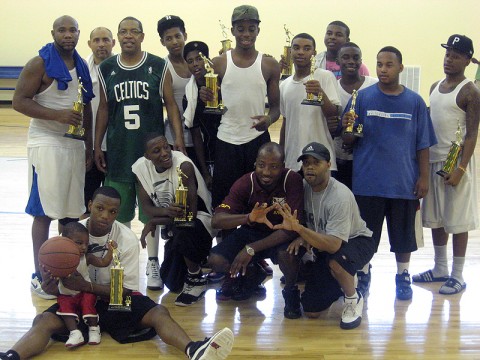 Participants of the 3 on 3 Back to School Basketball Tournament Championship