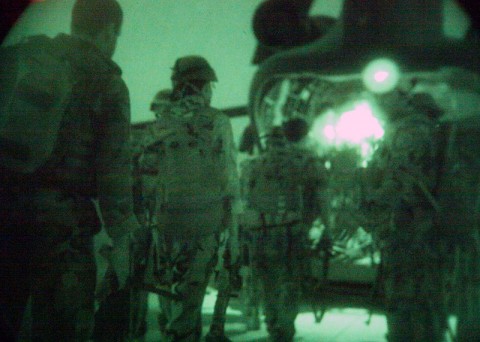 Afghan National Army soldiers prepare for an air assault mission in support of combat operations in Nuristan to reinforce security in Barg-e Matal July 25th. (Photo by U.S. Army Spc. Vitor Egorov, 55th Signal Company, Combat Camera)