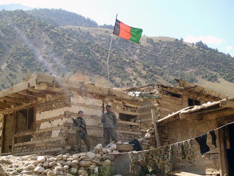 BARG-E MATAL, Afghanistan – ANA Soldiers stand guard after reclaiming Barg-e Matal on July 26th. (Photo courtesy U.S. Army)