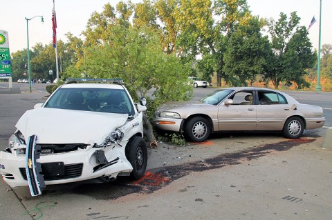 The Buick had been struck by multiple=