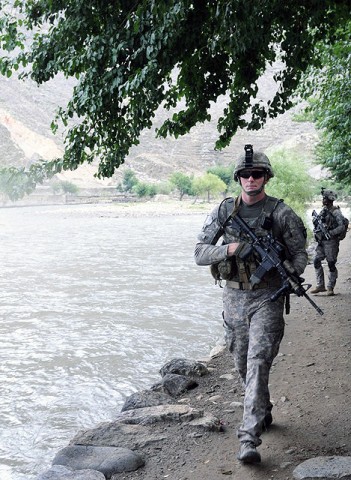 U.S. Army Sgt. Kelley J. O'Donnell of Jonesboro, Ga., a squad leader with 1st Battalion, 327th Infantry Regiment, Task Force Bulldog, helps provide security as Afghan National Army and International Security Assistance Forces. (Photo by U.S. Army Staff Sgt. Gary A. Witte, 300th Mobile Public Affairs Detachment)