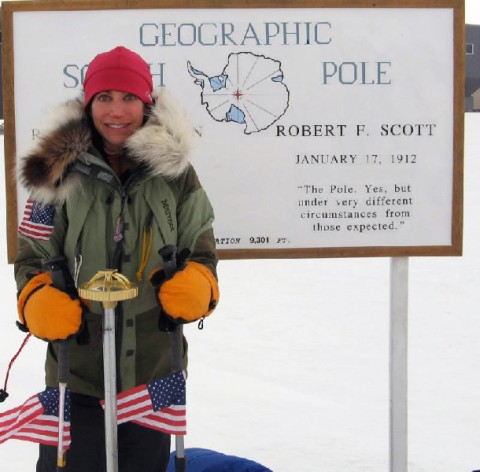 Alison Levine at the South Pole, which was just one stop on her bid to complete the Adventure Grand Slam.