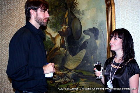 Gordon Warnock speaking with Beth Britton at the Clarksville's Writers Conference Banquet