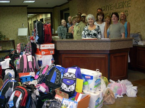 Crye-Leike Realtors and Employees presented more than 200 stuffed backpacks to the kids in Youth Villages’s care at the company’s Brentwood Regional Headquarters Office. The backpacks and school supplies were donated by agents and employees from Crye-Leike offices across Middle Tennessee. Crye-Leike Realtors and Employees presented more than 200 stuffed backpacks to the kids in Youth Villages’s care at the company’s Brentwood Regional Headquarters Office. The backpacks and school supplies were donated by agents and employees from Crye-Leike offices across Middle Tennessee.