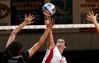 Senior middle blocker Taylor Skinner was one of two Lady Govs selected to the MSU Maroon Classic All-Tournament team. – ( Courtesy: Lois Jones/Austin Peay )