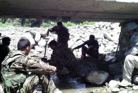 The 2nd Brigade, 201st Corps Afghan National Army Engineers continue repairs on the Dab Bridge August 8th in eastern Afghanistan’s Kunar province. The bridge was damaged during a flood and limited military and civilian transportation. (Photo by U.S. Army Staff Sgt. Thomas White, Task Force Bastogne)