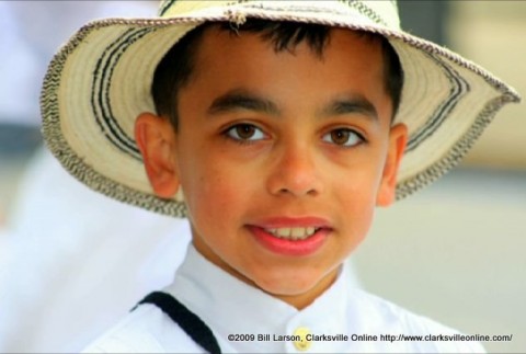 A boy celebrating his Hispanic Heritage during Rivers & Spires in 2009