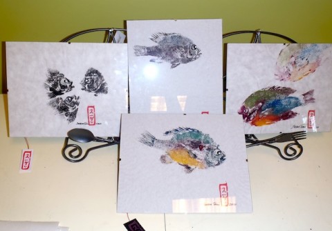 Gyotaku prints by Susan Tomi McGolrick