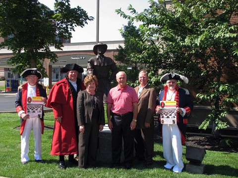 Don Horton, Tennessee SAR President Rick Hollis, Mayor Bowers, Mayor Piper, Chapter President Rod Crabtree, and James Hurst.