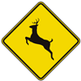 Deer Crossing Warning Road Sign