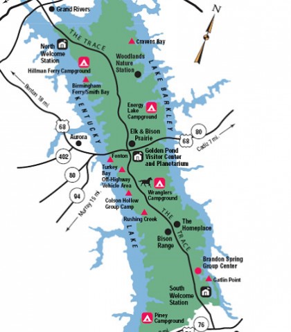 A map of Land Between the Lakes