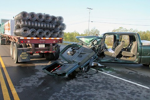 Chevy Silverado rear ended a Tractor Trailer on Trenton Road.