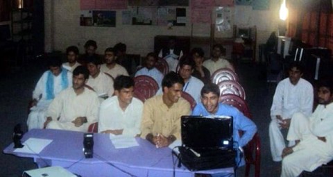 Afghan high school students speak with Task Force Bastogne Soldiers during an online conference. The event was held on Forward Operating Base Fenty in eastern Afghanistan’s Nangarhar Province at 2:00pm Oct. 7th. The conference is part of the State Department’s Global Connection and Exchange program. (Courtesy photo)