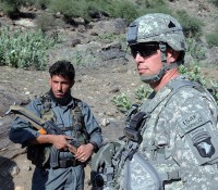 U.S. Army Lt. Col. David J. Goetze of Roseau, MN, listens to officers during a Sept. 25th visit to Dag Afghan National Police checkpoint in eastern Afghanistan’s Kunar Province. Goetze commands the Kunar Security Forces Assistance Team, Task Force Bastogne. (Photo by U.S. Army Staff Sgt. Gary A. Witte, 300th Mobile Public Affairs Detachment)