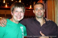 Keith Alberstadt with the young man he joked around with during his performance.