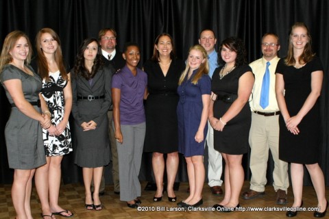 The essay winners with Erin Gruwell at the prize dinner 