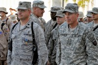 U.S. Army Gen. David Petraeus, commander of International Security Assistance Forces and of U.S. Forces in Afghanistan, stands next to servicemembers recently awarded the Humanitarian Service Medal by the general. (Photo by U.S. Army Sgt. Scott Davis, Regional Command-East Public Affairs) 