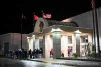 The line at the main entrance to Governor's Square Mall early Friday morning