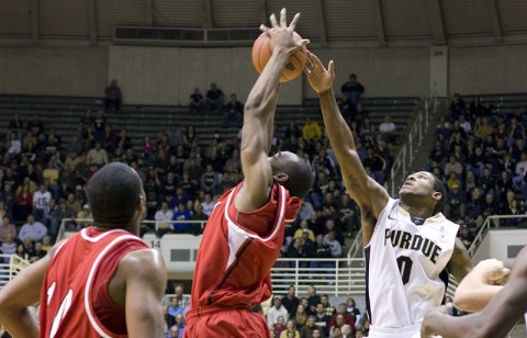 Junior center John Fraley recorded his season's first double-double with 11 points and 13 rebounds versus Purdue. (Courtesy: Austin Peay Sports Information)