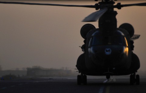 Two Bravo Company, 5th Battalion, 158th Aviation Regiment, 12th Combat Aviation Brigade Chinooks deliver supplies to ground forces throughout Southern Afghanistan. (Photo by Sgt. 1st Class Sadie Bleistein, 101st Combat Aviation Brigade)