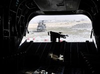 Two 101st Combat Aviation Brigade, Task Force Destiny Chinooks deliver supplies to ground forces throughout Southern Afghanistan. (Photo by Sgt. 1st Class Sadie Bleistein, 101st Combat Aviation Brigade)