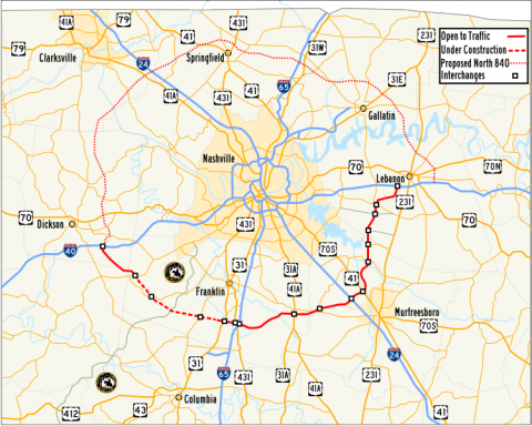 A map of State Route 840 from 2007