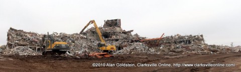 A panorama of the front of the former location of Gateway Hospital on Madison Street prior to the last element coming down