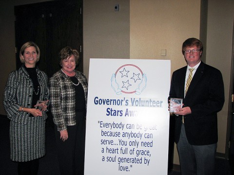 L to R – Dr. Jeannie Beauchamp, Montgomery County Mayor Carolyn Bowers and Chris Davis.