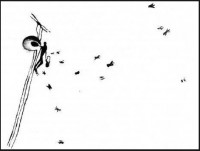 The Man of Bicorp pictograph shows a man collecting honey The Man of Bicorp pictograph shows a man collecting honey