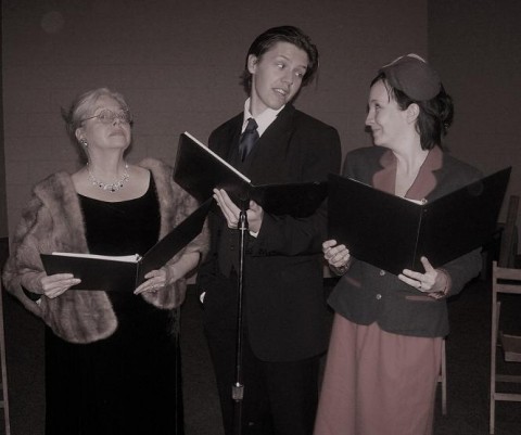 Cast members Beth Mitchell, Josh Webb and Beth Britton rehearse