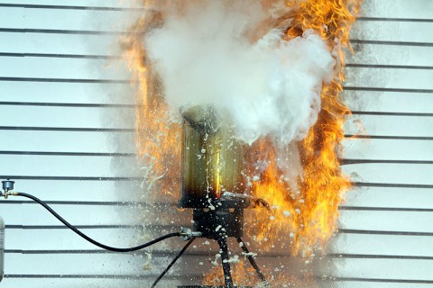 Oil splatters out of a fryer, causing a burst of smoke and flames that can easily burn a house, or even worse, an adult or child.