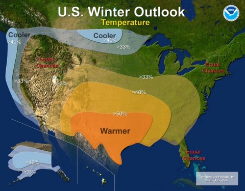 Winter Outlook for Temperature (NOAA)