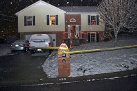 Crime scene – Residence at night. (Photo by CPD-Jim Knoll)