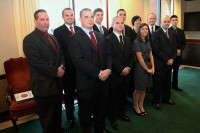 New officers-Back Row-L-R-John Burdge, Matthew Ferrell, Christopher Robinson, Ryan Steinlage, Christy Arwood, Todd Bell, James Atkins. Front row-L-R-Avery Lambert, Kyle Fleming, Brittany Boisseau, Morgan Northrup. (Photo by Jim Knoll-CPD PIO)