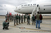 The receiving line waiting for the soldiers to start to de-plane.