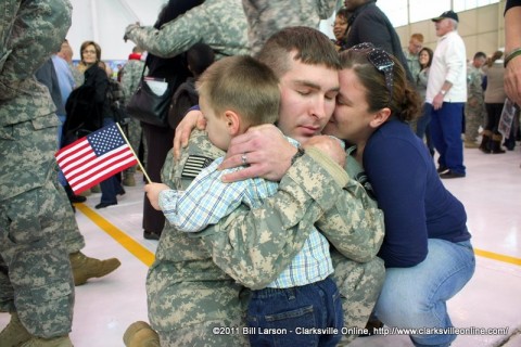 A soldier reconnecting with his family life