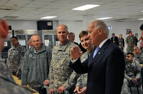 Vice President Joe Biden meets with servicemembers from Delaware during his visit to