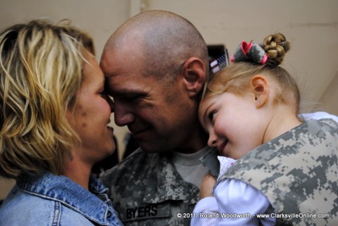 Heather Byers and daughter Jocey welcomes Home SFC Brandon Byers