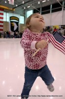 Jumping for joy because her daddy is almost home