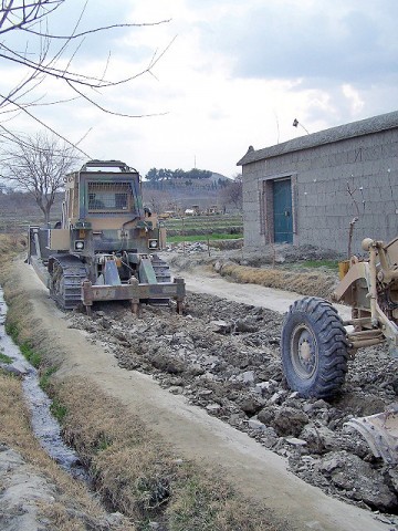 The 1430th Engineer Company, horizontal construction engineers, and the 744th Engineer Company, 54th Engineer Battalion,  tear up and rebuild the routes in eastern Afghanistan’s Khogyani and Sherzad Districts. (Courtesy photo)